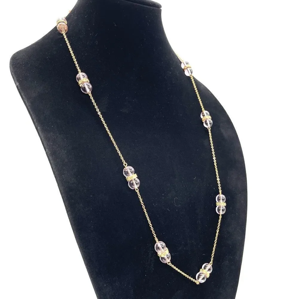 J.Crew Crystal Long Necklace in Gold Tone Chain